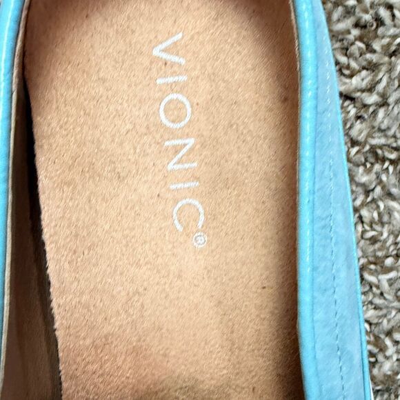 Vionic Tiffany Blue Leather Slide on Sneakers - Picture 5 of 6